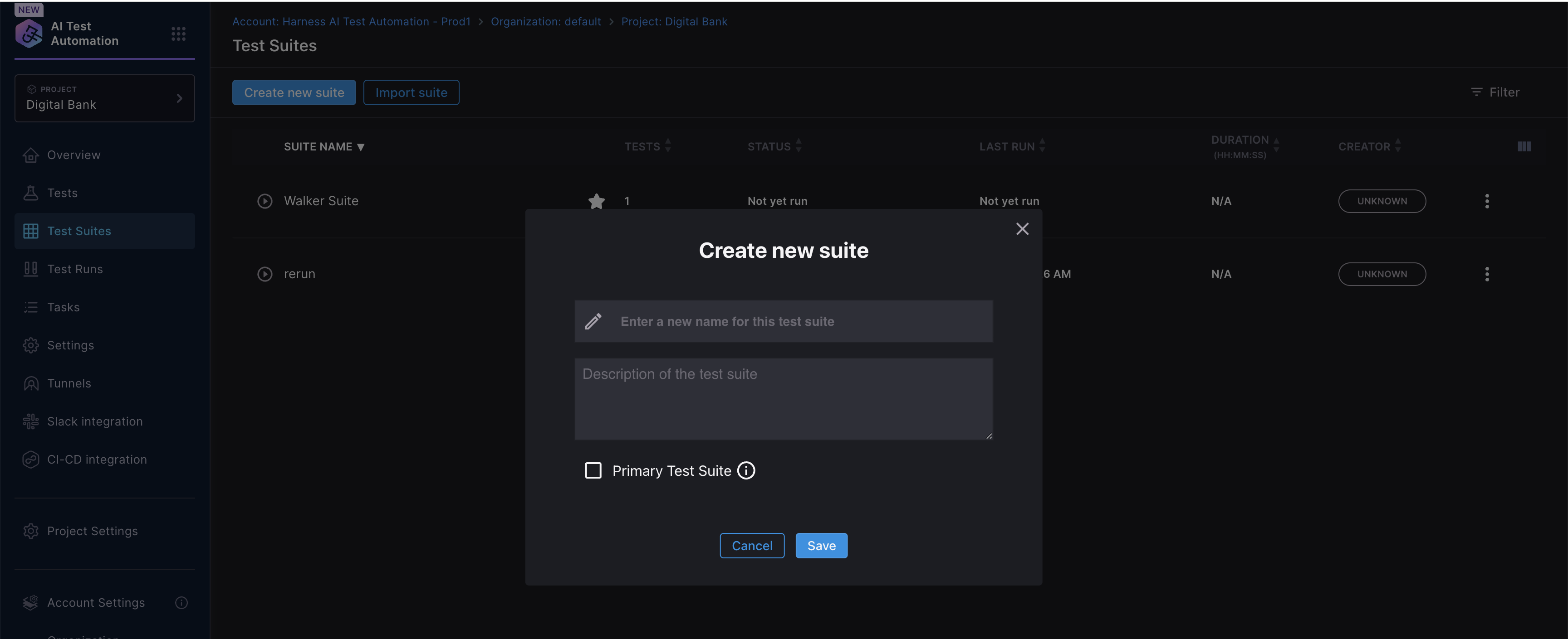 Create Test Suite