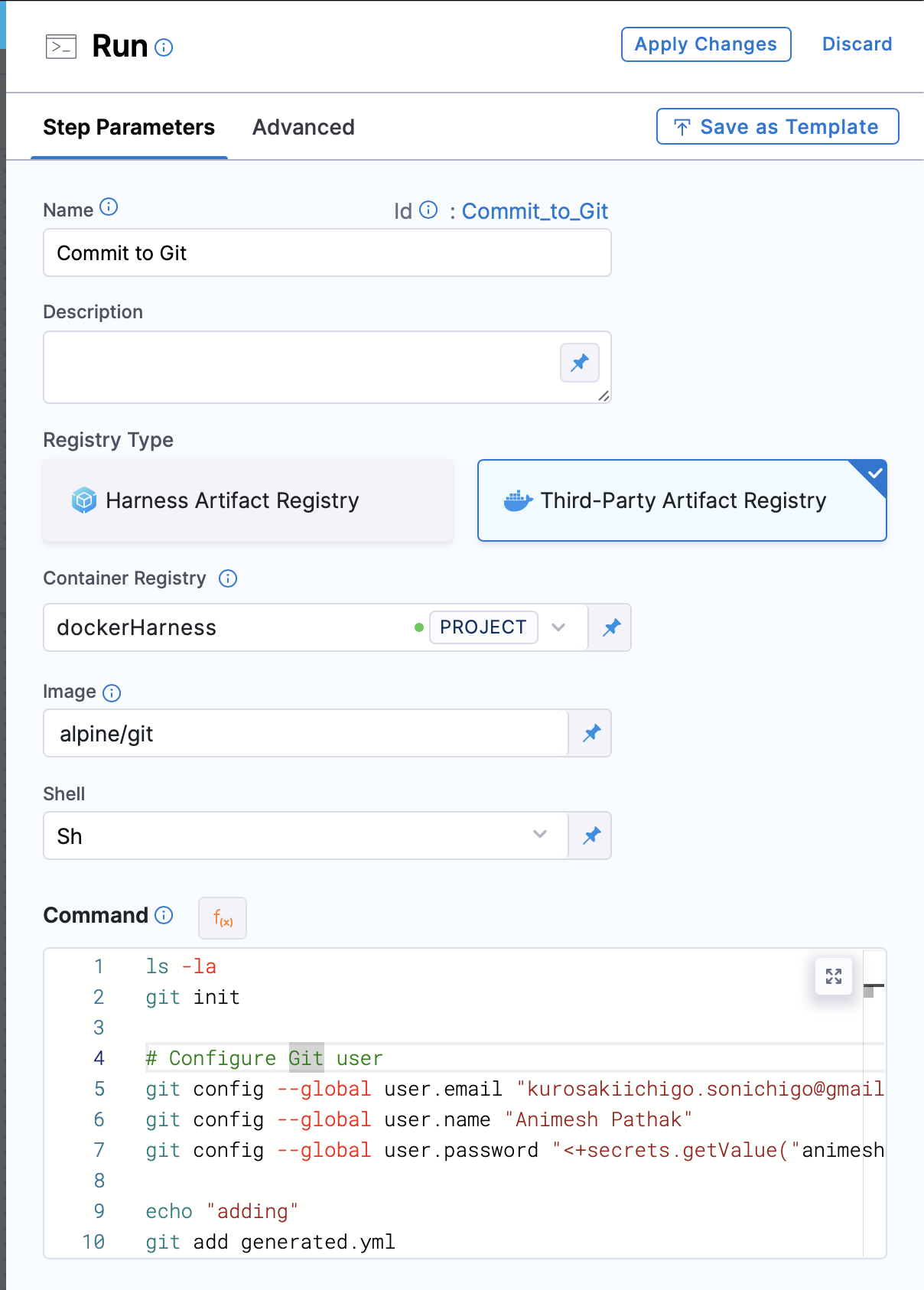 Commit to Git Step