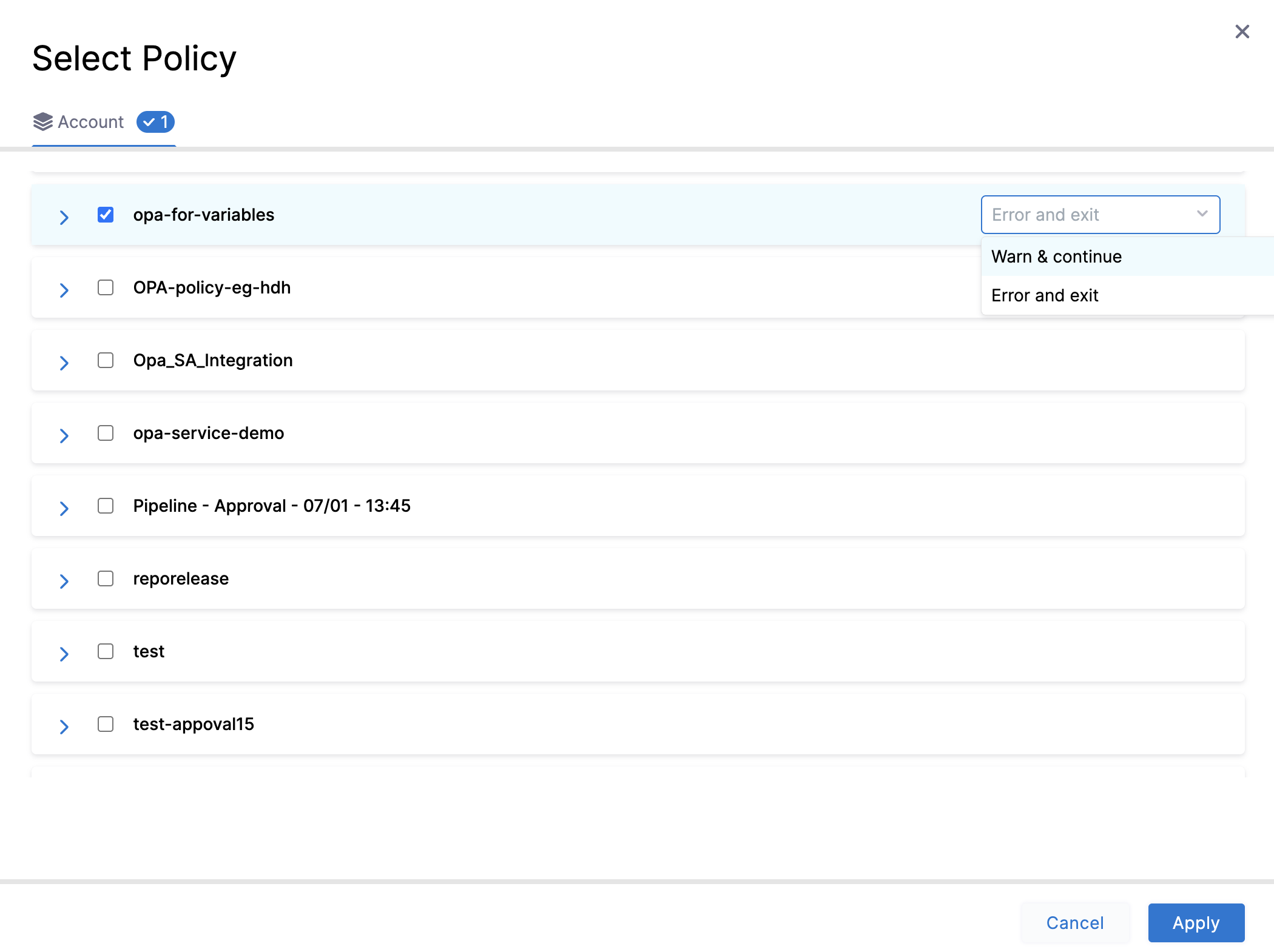select-opa-policy